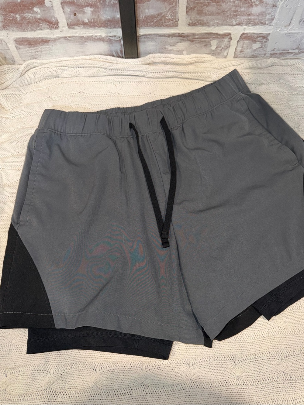 Hollister Gray Athletic Shorts with Black Accents